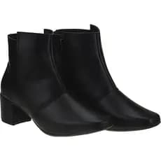 Bota Coturno Feminina Bico Quadrado Ziper Confortavel Estilosa Salto Cano Curto Compre Já