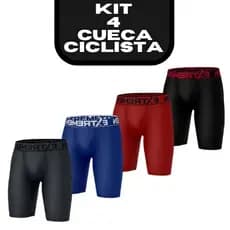 Kit 4 Cueca Box Ciclista Boxer Perna Longa Lisa Microfibra