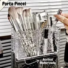 Organizador De Maquiagem Porta Pincel Lápis Caneta Joia Maquiagem Acrílico Multiuso Com 2 Divisórias