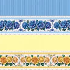 Tecido barrado digital 55cm x1,40m -Rosas Encantadas, floral pano de prato