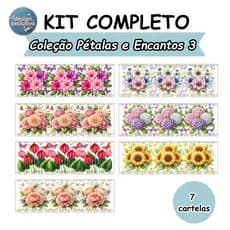 KIT 7 DECALQUES TERMOCOLANTE PARA TECIDO 10X27CM - COLEÇÃO PÉTALAS E ENCANTOS