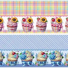 Tecido Tricoline Mista Barrado Digital  - 0,55 cm x 1,45 largura - Varias estampas