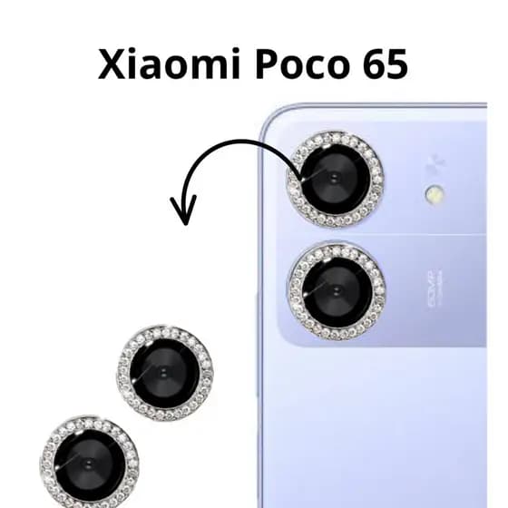 Película Câmera Traseira com BRILHO Xiaomi Poco C65  em Vidro 3D Anti-Impacto Protetora