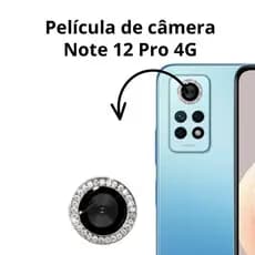 Película Câmera Xiaomi Redmi Note 12 Pro 4G em Vidro 3D Protetora com brilho strass e pedraria