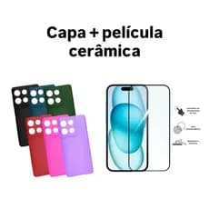 Kit 2X1 Motorola Moto G47- Capa colorida silicone + Película CERÂMICA 9D
