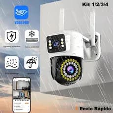 Câmera Externa IP66 Prova D'Água Wi-Fi Dupla 2 em 1 com Visão Noturna Infravermelho 360° Autotracking