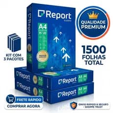 Kit 3 Pacotes de Papel Sulfite Report Folha Ofício Para Impressão A4  com 500 Folhas