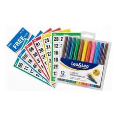Kit C/ 5 Blocos Cartela Jogo Bingo Coloridos + 12 Canetinhas