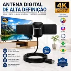 Antena Digital Multifunciona Tomate Interna e Externa Para Tv Full Hdtv 4k Sinal nítido e alcance poderoso