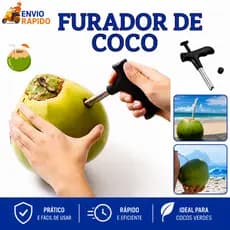 Furador de Coco Verde Aço Inox Abridor de Coco Verde Profissional Perfurador Ergonômico Resistente