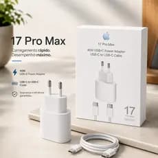 Cabo USB-C Tipo C e Fonte Turbo 40W iPhone 17, 16 e 15 Carregador Rápido Alta Durabilidade