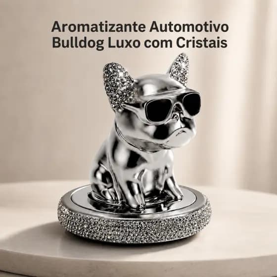 Aromatizador Automotivo Bulldog Prata Luxo Difusor Decorativo Perfume Painel Carro
