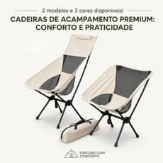 Cadeira Lua Camping 150kg Ultra Resistente Dobrável Portátil Conforto Premium Praia Pesca