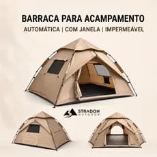 Barraca Automática Camada Única Camping Praia Parque Impermeável com Proteção UV e Ventilação Bege