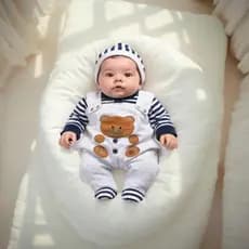 Roupa de Bebê Para Menino Conjunto Macacão Body Manga Longa Ravi Kit 3 Peças