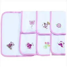 Fralda de Boca em Malha menina Bordada 30x30 para Bebê Rosa 03 Peças