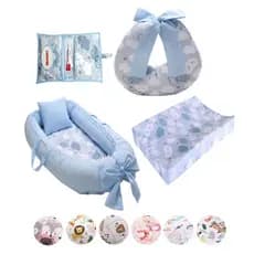 Kit Ninho Redutor Bebê + Almofada Amamentação + Trocador Impermeável + Porta Lenço Menina Menino