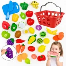 Comidinha Fruta De Cortar Com Velcro Brinquedo Crec Com Cestinha- Faz de Conta