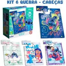 Stitch Kit Lembrancinha 1/6 Quebra Cabeças Em Madeira Lilo Stitch Festa