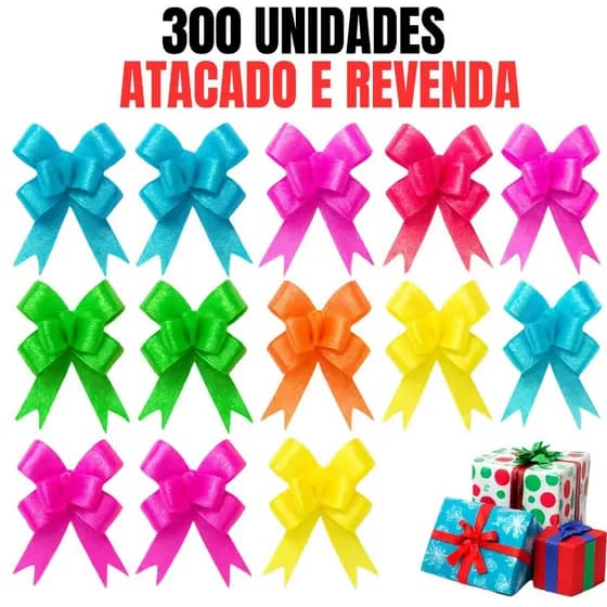 Kit 300 Laço Fácil Mágico Atacado Revenda Laço Pronto P/Presente-MELHOR PREÇO