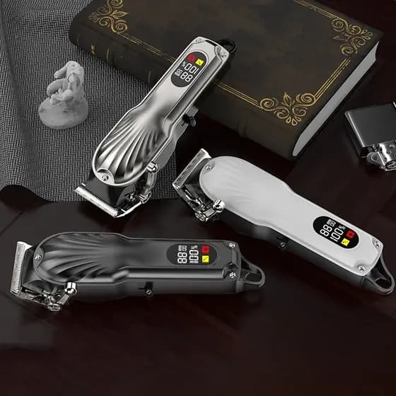 Máquina de Cortar Cabelo e Barba Profissional Portátil Recarregável com Ajuste de Altura
