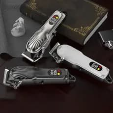 Máquina de Cortar Cabelo e Barba Profissional Portátil Recarregável com Ajuste de Altura