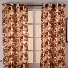 Cortina Rústica Estampada 2,80 x 2,30m com Ilhós Tabaco