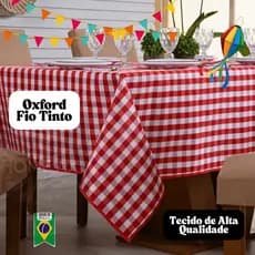 Toalha de Mesa Oxford Xadrez Fio Tinto com Viés  1,50m x 1,50m