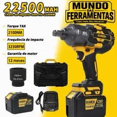 Chave De Impacto Sem Fio Elétrica 450,2100NM,22500MAH,1 Bateria 128V ,3250rpm com Acessórios,DEWEN