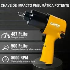 Chave de Impacto Parafusadeira Pneumática 1/2 Pol 660nm Velocidade 6.3BAR/90PSI