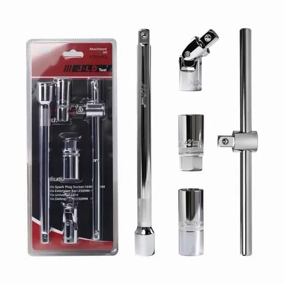 Kit  Peças Extensor de Soquete 1/2"  Aço CRV Forjado Alta Resistência com Chave T Deslizante e Soquetes de Vela