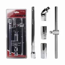 Kit  Peças Extensor de Soquete 1/2"  Aço CRV Forjado Alta Resistência com Chave T Deslizante e Soquetes de Vela