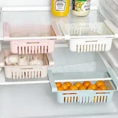 Cesto Organizador Cozinha Porta Geladeira para Alimentos e Frutas Ajustável Retrátil