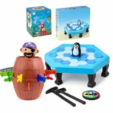 Kit brinquedos Pula Pirata + Quebra Gelo Pinguim Pais e Filhos Jogos Diversos Interativo Educacional