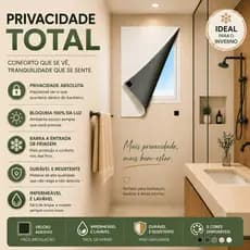 Cortina Blackout com Velcro Adesivo 0,70x1,00 | Janela de Banheiro Bloqueia Luz Friagem e Garante Privacidade