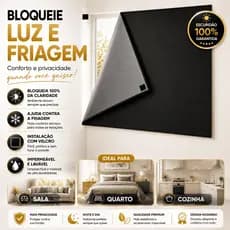 Cortina Painel com Velcro Adesivo Blackout Bloqueia 100% Luz Fácil Instalação Varias Cores e Tamanhos