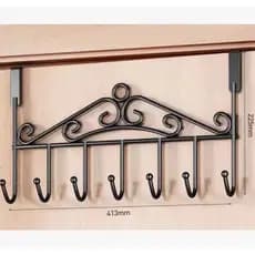 Suporte de porta com 7 ganchos 41x22.5cm, instalação sem furos, universal para cozinha, banheiro e quarto.