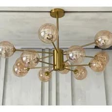 Lustre Dourado Sputnik 12 Globos Fio De Fada Led 60w Luxo