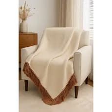 Manta Decorativa Com Franja Para Sofa Sala Cama 150x150cm Texana