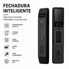 Fechadura Digital Biométrica Inteligente com Câmera, Face ID 3D, Senha, Cartão e App Wi-Fi