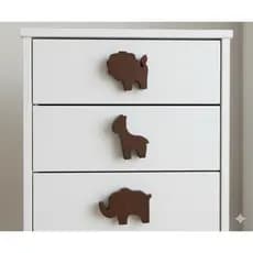 5 Puxadores Animais Elefante - Girafa - Leão de Madeira para Gavetas ,Cômodas e Portas.