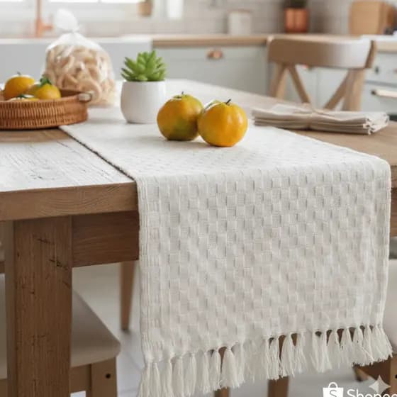 Caminho de Mesa Algodão Trezz Artesanal | Alto Relevo | Antifungo e Antiácaro | Lavável na Máquina | Vários Tamanhos