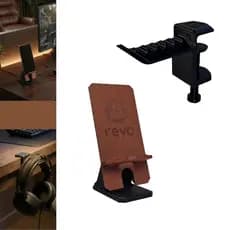 Kit Suporte Apoio de Mesa Ajustável Para Headphone Headset Fone Ouvido E Suporte Celular Universal