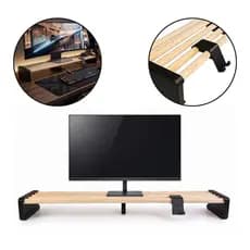 Suporte Base Elevada Para  Monitor 90cm Premium Madeira Pinus Desk Stand Gamer + Suporte Celular