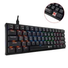 Teclado Mecânico Gamer 60% 61 Teclas Switch Red Iluminação RGB LED Com fio USB Narvi Revo Preto