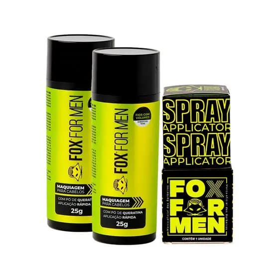 KIT MAQUIAGEM CAPILAR PRETO COM APLICADOR - FOX FOR MEN