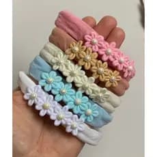 kit Faixinhas Flor para Bebê Tiara Lacinho Menina C/ 5 unidades