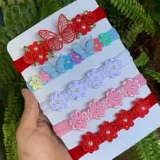 Kit c/ 5 unidades de faixinhas maternidade/ faixinha menina flor guipir/tiara bebê