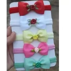 kit 5 Faixas de Cabelo para Bebês,Tiara Laço Gravatinha