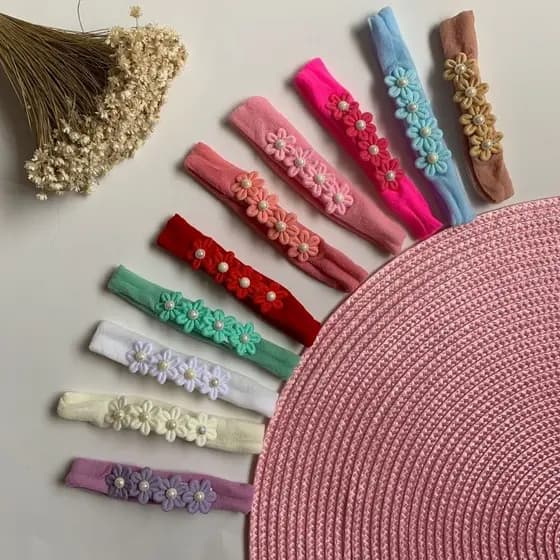 Kit 10 Faixinhas Tiara Para Bebê Com Flores Lacinhos Menina Rn